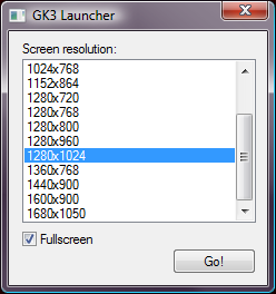 Screenshot of the GK3 Launcher
